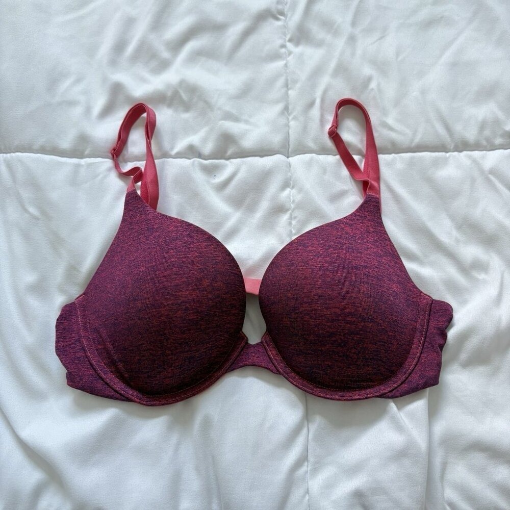 Victorias Secret Padded Perfect Coverage Bra Pink Purple‎ Womens 34 Coquette
